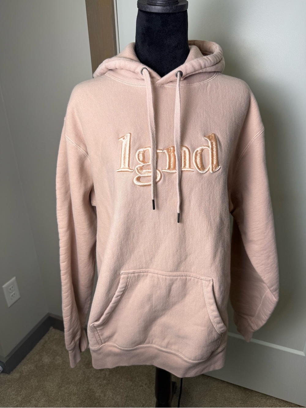 LGND Supply Co. Womens Light Pink Heavyweight Hoodie Embroidered Logo Sweatshirt